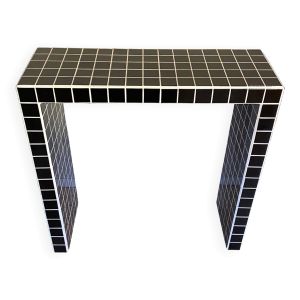 Console carrelage mosaïque noir et joint blanc