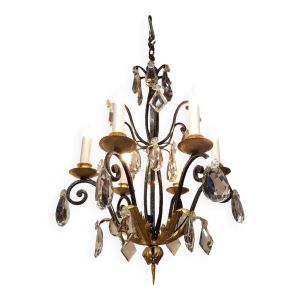 Lustre fer forgé dorure à la feuille d'or