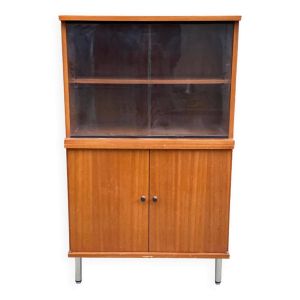 Buffet 2 corps vitré scandinave en bois, 2 portes