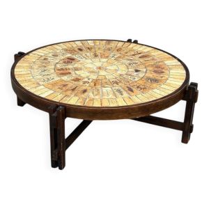Table Basse Circulaire « les Herbiers «  Par Roger Capron - Céramique 1960 Vallauris