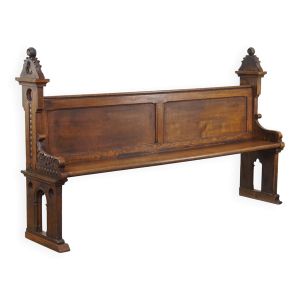 Banc d'église antique en chêne de style gothique de la fin du XIXe siècle