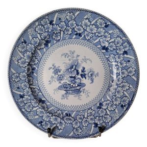 Assiette plate panier fleuri David Johnston Bordeaux