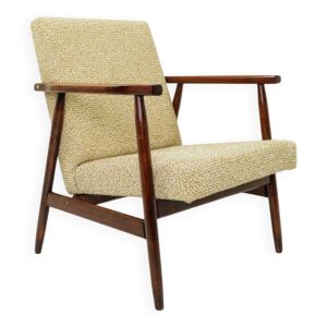 Fauteuil vintage vert en tissu à motifs modernes du milieu du siècle, années 1970, Pologne
