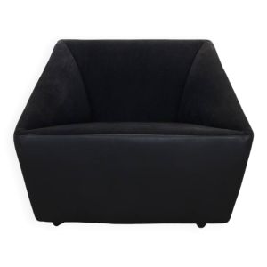 Fauteuil Lounge Postmoderne en Cuir sur roulettes par COR