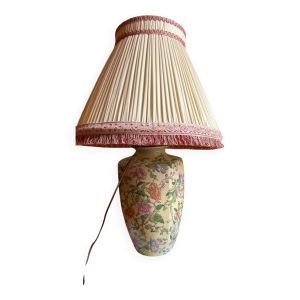 Pied de lampe en porcelaine + abat-jour