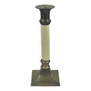Bougeoir ancien en laiton dore 20 cm