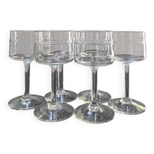Lot de 6 verres anciens 1950 vin d'Anjou TBE vintage