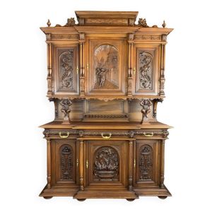 Buffet deux-corps en noyer sculpté, Style Renaissance, Fin XIXe siècle