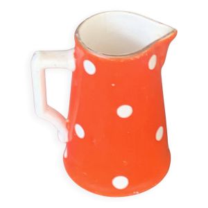 Pot a lait, Pichet a pois blanc sur faïence orange, sarreguemines et digoin