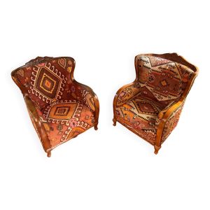 Paire de fauteuils Roche Bobois — édition limitée en kilim oriental