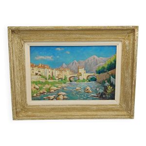Les lavandières huile sur isorel de gaston Knecht 1875-1968
