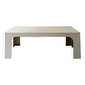 Table basse Prisunic en fibre de verre blanc cassé, design 1970
