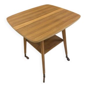 Table basse d’appoint scandinave en bois plateau pivotant vintage 50s