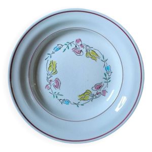 Assiette creuse vintage ceranord st Amand semi vitrifié pois de senteur motif fleur multicolore