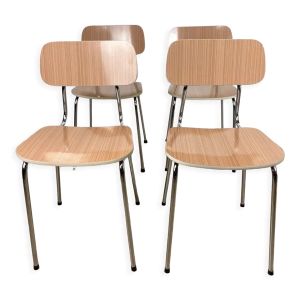 Chaises formica beige saumoné motif rayures