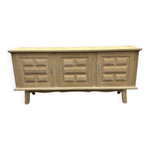 Buffet vintage en chêne sablé avec pieds compas festonnés, années 1960