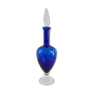 Carafe italienne en verre empoli bleu Klein années 60