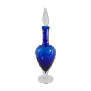 Carafe italienne en verre empoli bleu Klein années 60