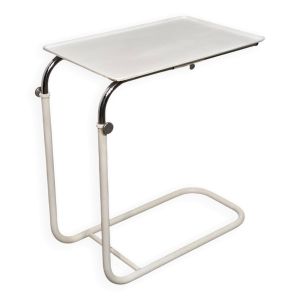 Table d'appoint ajustable 1970 en métal laqué blanc