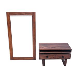 Miroir en palissandre avec commode, années 1960