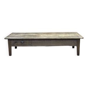 Table basse en châtaignier du 19ème avec 2 tiroirs
