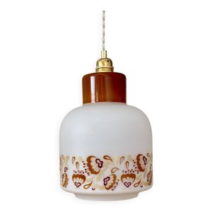 Suspension globe vintage années 70 en opaline