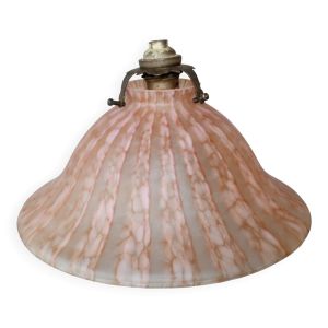 Art Nouveau ancien Abat-jour en verre, globe en verre, avec support laiton