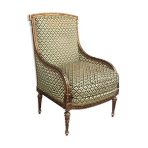 Fauteuil bergère de style Louis XVI dorée fin XIXème