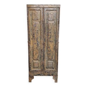 Casier industriel en métal   Armoire vintage à deux portes patinée