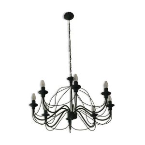 Lustre en métal noir 8 lampes