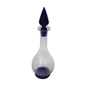 Carafe a liqueur verre taillé transparent et bleu cobalt