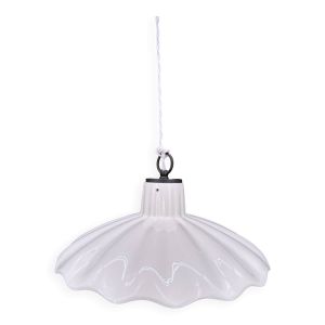 Suspension en céramique blanche style coquillage – Italie – Design ondulé –
