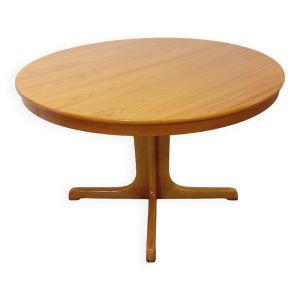 Table ronde vintage années 60 70 en orme blond avec rallonge intégrée