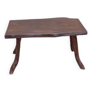 Table basse brutaliste vintage en orme