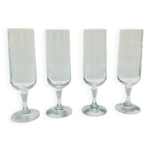 4 flûtes en cristal d'Arques, modèle Matignon
