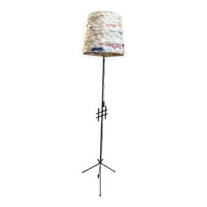 Lampadaire tripode en fer forgé des années 60