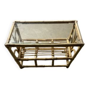 Table basse osier rotin vintage