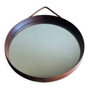 Miroir palissandre et cuir Kristiansson pour Lexus Sweden 1960