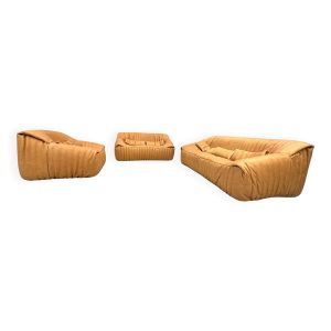 Canapé Sandra en Cuir Camel par A.Hieronimus pour Cinna/Ligne Roset, années 70.