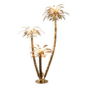 Superbe lampadaire italien en forme de palmier doré avec 3 branches scintillantes, années 70
