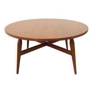 Grande table basse ronde scandinave vintage Smorrebrod de Arne Vodder, extensible en table à manger