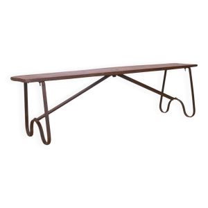 Ancien banc en teck birman et piètement en fer forgé