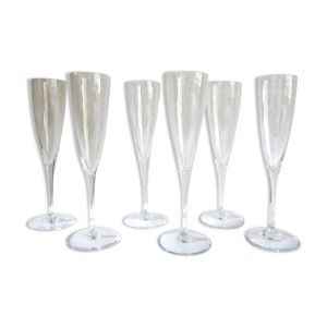 6 flûtes à champagne en cristal Baccarat modèle Dom Perignon