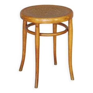 Tabouret bistrot assise ''étoile'' teinte merisier; hauteur:52 cm