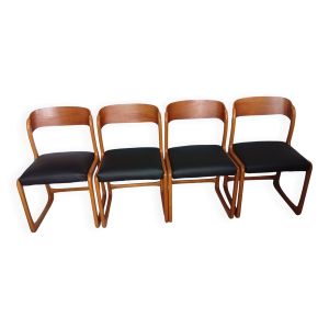 4 chaises fauteuils Baumann bois salle à manger année 60 70 vintage