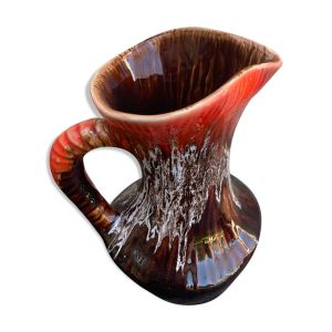 Carafe en céramique émaillée lavée rouge Vallauris vintage 1960