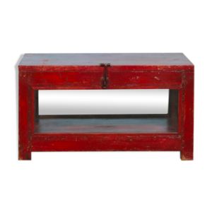 Coffre vitré teck rouge