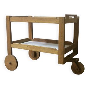 Desserte de bar scandinave du milieu du siècle en chêne massif, années 1950-1960