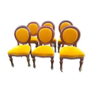 6  chaises  medaillon en acajou d'epoque Louis Philippe 19eme