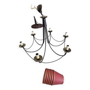 Lustre vintage en fer forgé année 80